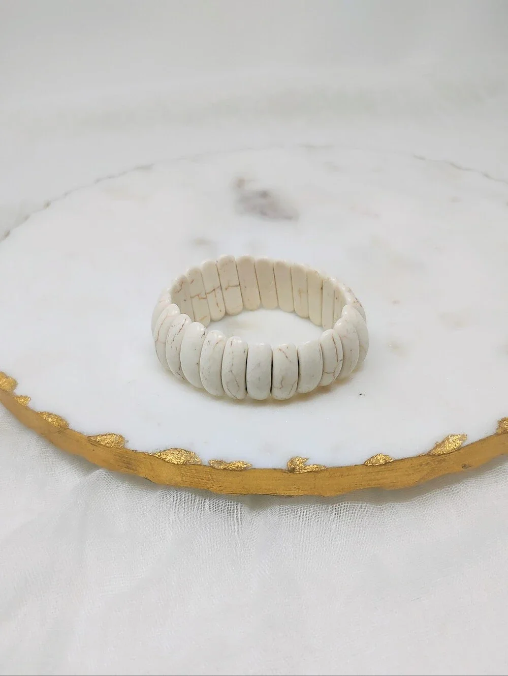White Howlite Style Stretch Bracelet Boho Stone Jewelry